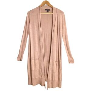 Chaps Blush Pink Open Front Duster Cardigan Pockets Size Small